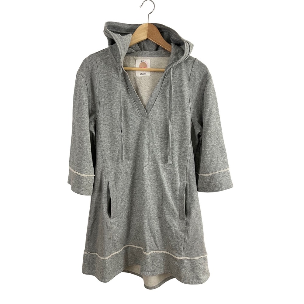 Daily Practice Sport Hoodie Tunic Dress Size XS Gray V Neck 3/4 Sleeve